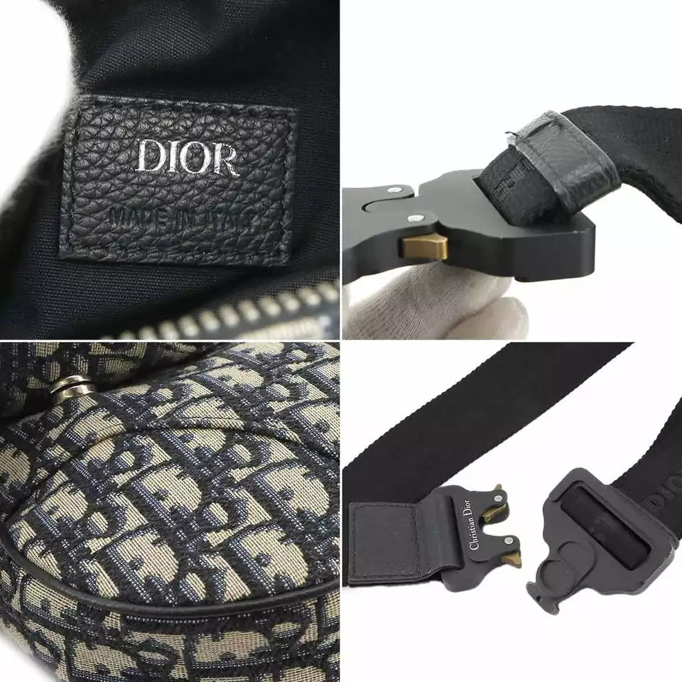 DIOR HOMME Oblique Canvas & Navy Saddle Body Bag