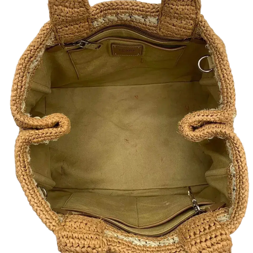 PRADA Raffia Crochet Handbag