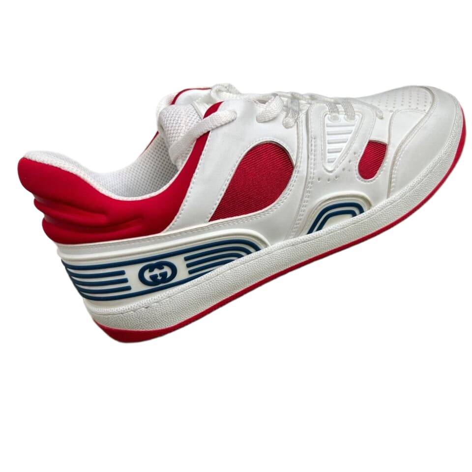 Gucci Men's Basket Sneakers Low Top Lace Up Red White Blue