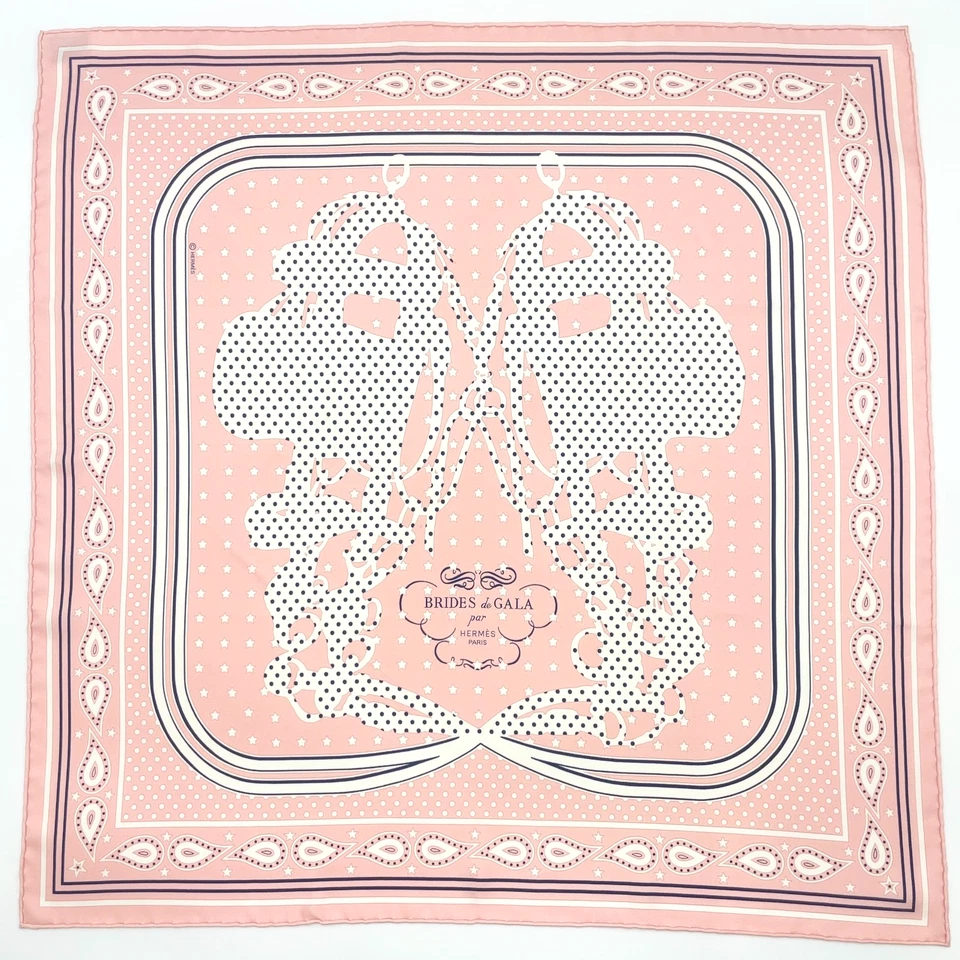 Hermès Carré 55 Brides de Gala Scarf in Pink x Multicolor Silk