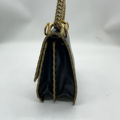 Fendi Black Calf Leather Monstera Shoulder Bag