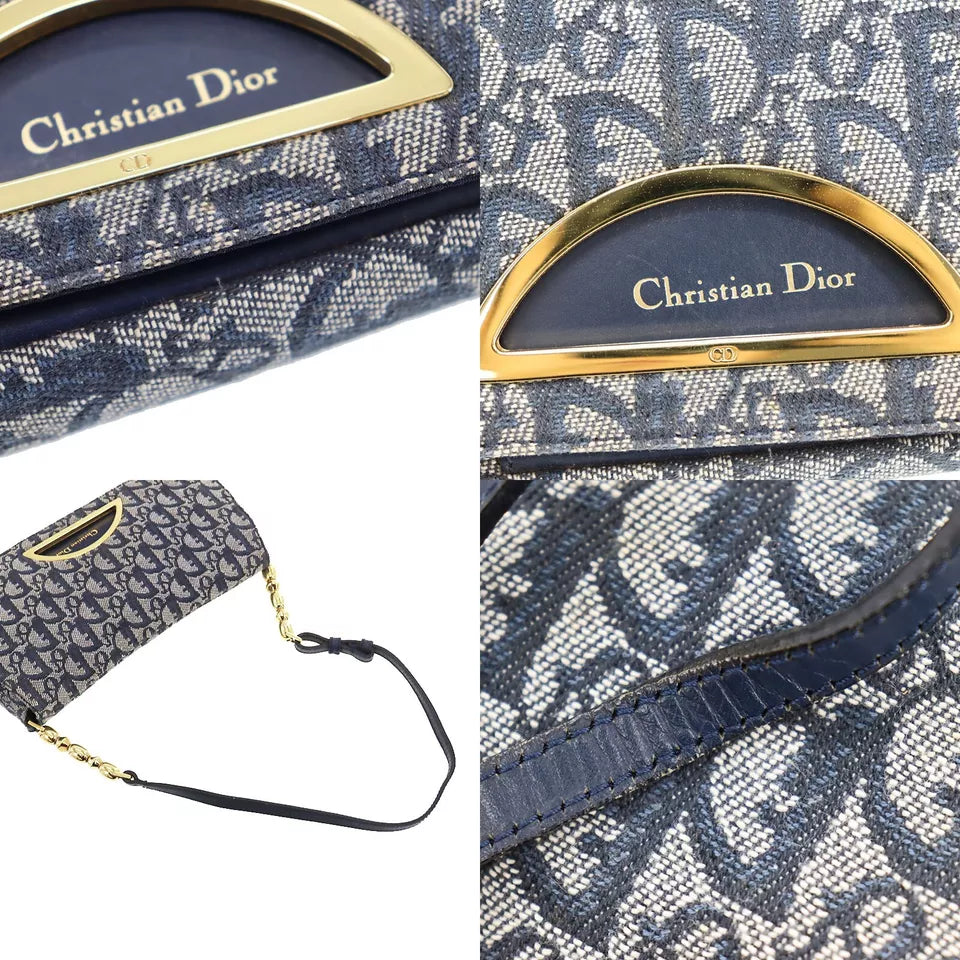 Christian Dior Trotter Used Handbag – Navy Canvas Vintage