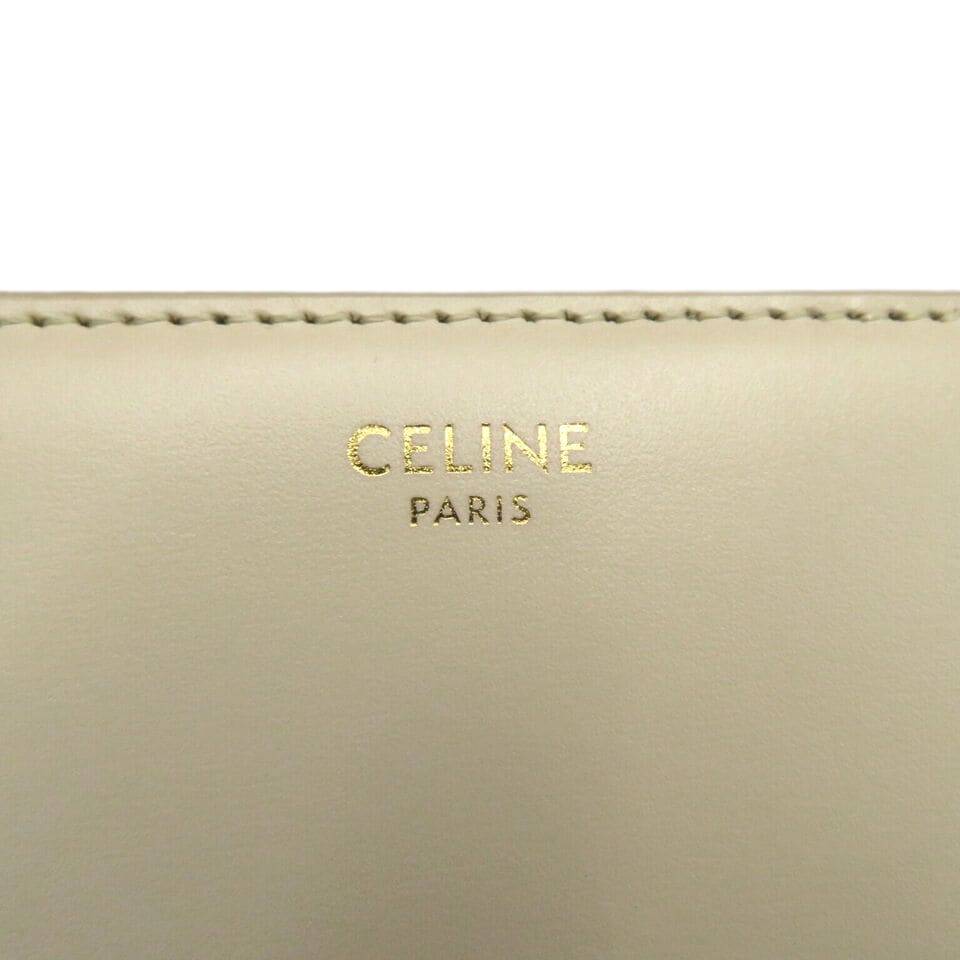 CELINE Soiree Shoulder crossbody hand Bag leather Beige Used