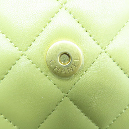 CHANEL Quilted CC GHW Chain Shoulder 2 Way Bag Lambskin Leather Green