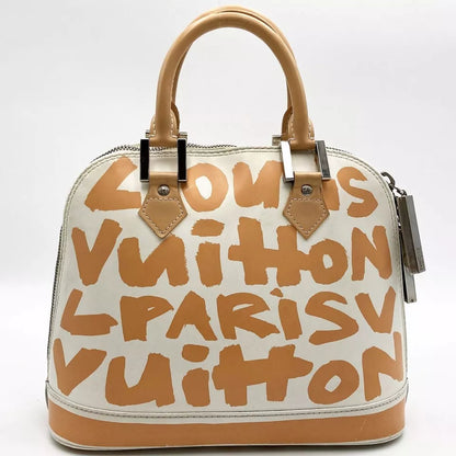 LOUIS VUITTON Alma MM Monogram Graffiti Hand Bag In Beige