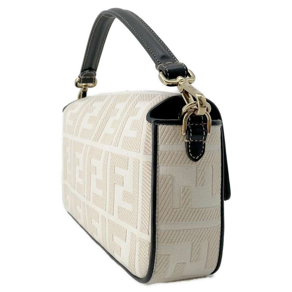 FENDI Zucca Mamma Bucket Shoulder Bag Canvas/Leather Ivory/Black