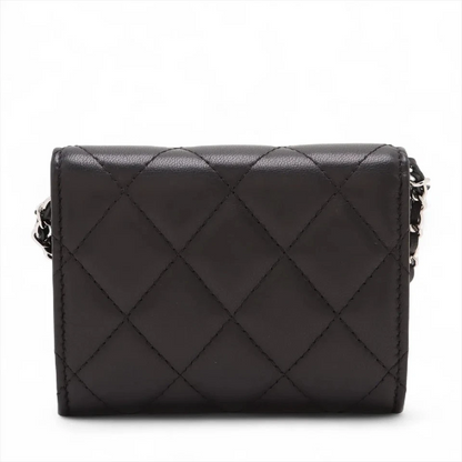 Chanel Matelassé Lambskin Chain Shoulder Bag / Coin Purse in Black with Gold-Tone Hardware