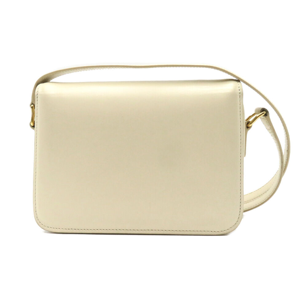 CELINE Soiree Shoulder crossbody hand Bag leather Beige Used