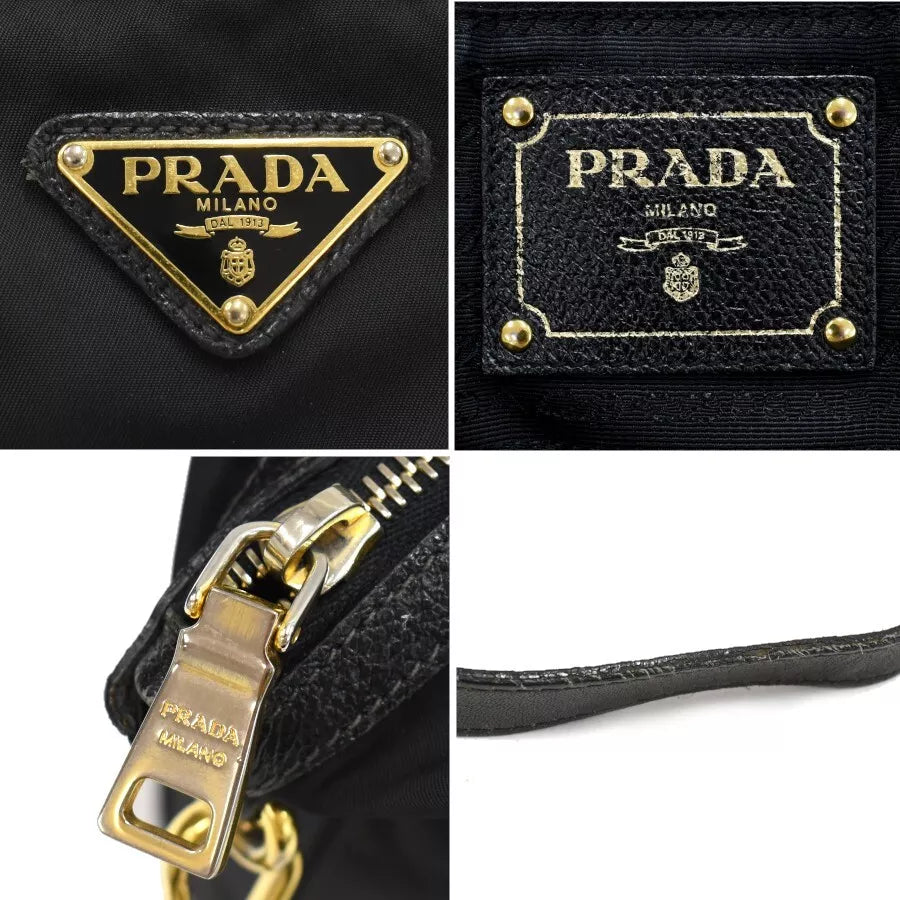 PRADA Nylon Leather Tote Shoulder Bag