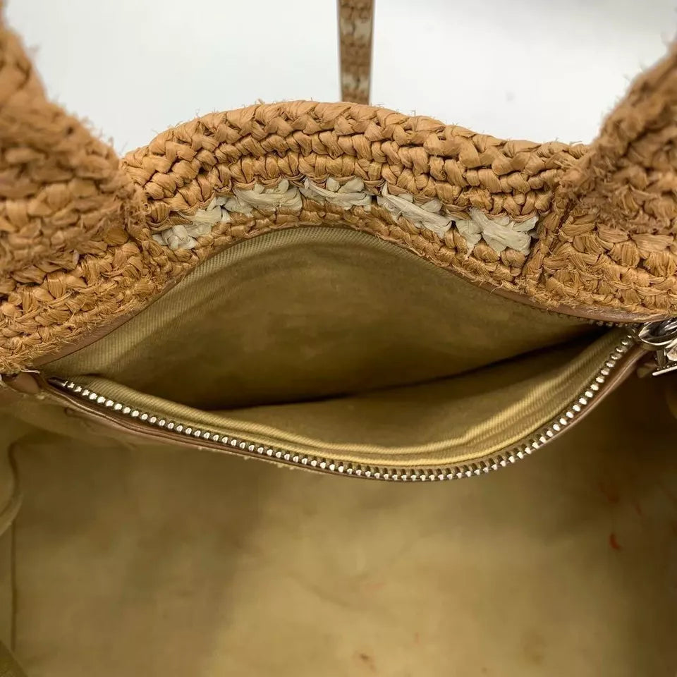 PRADA Raffia Crochet Handbag