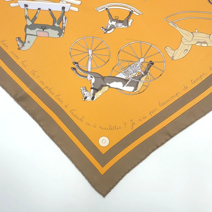 Hermès Carré 90 “Raconte-moi Le Cheval” Silk Scarf in Beige x Multicolor