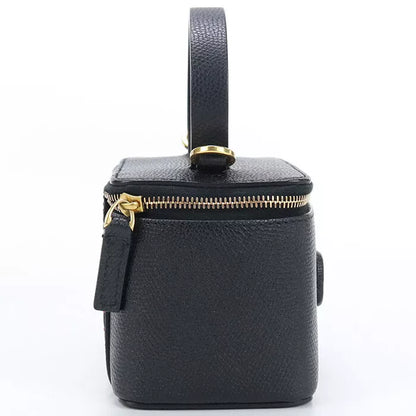 Auth VALENTINO Vanity Bag In Black Calfskin