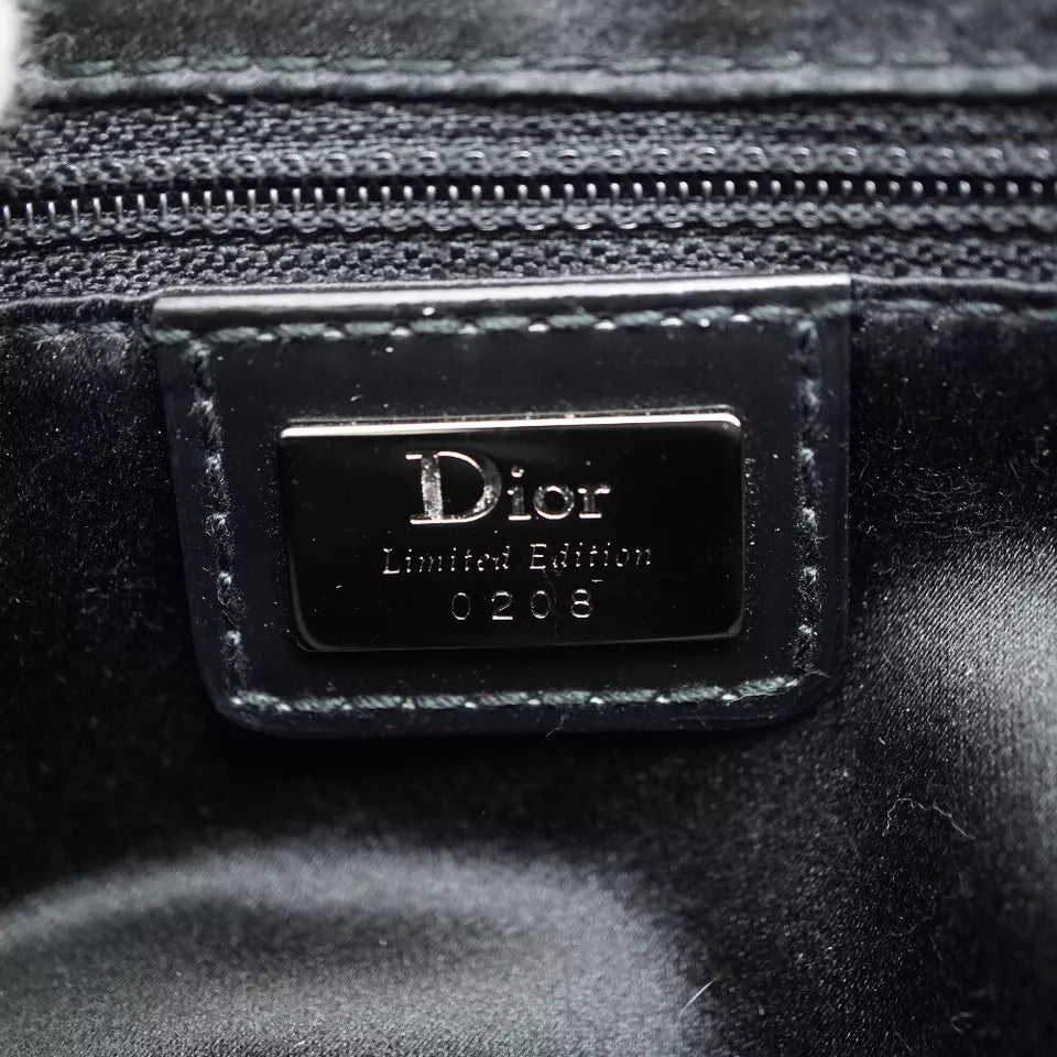 Dior Saddle Trotter Beaded Spun Coats Shoulder Bag – Black Canvas