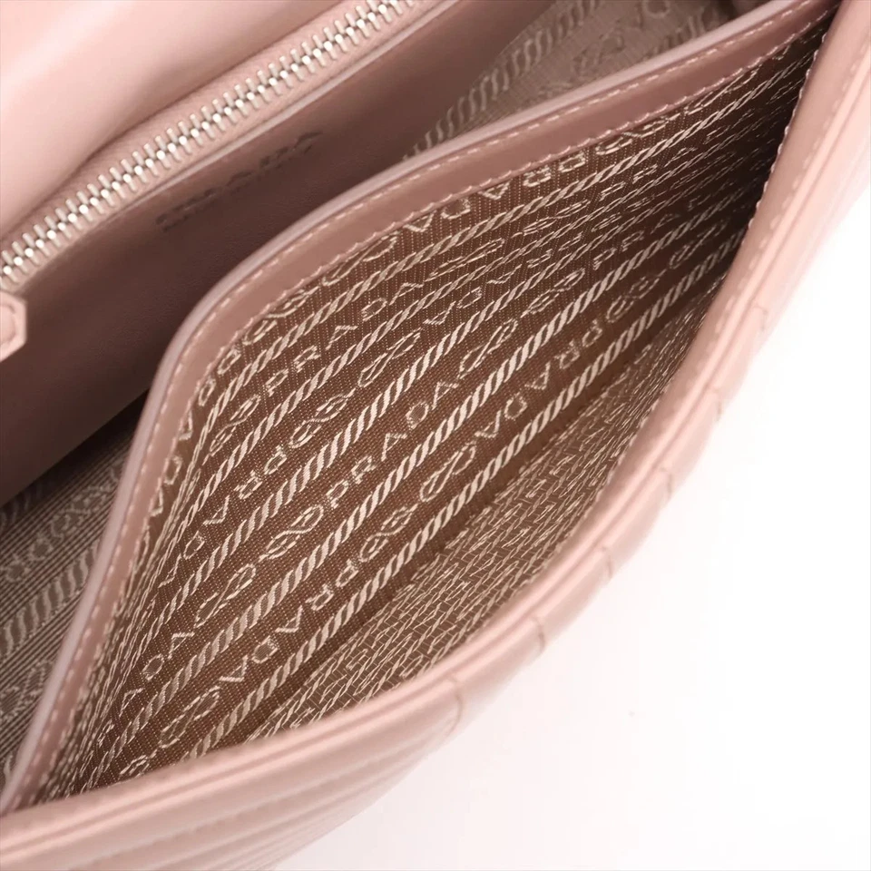 Prada Diagramme Leather Chain Shoulder Bag in Pink