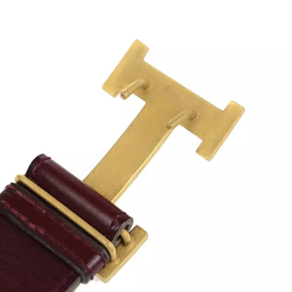 HERMES H Logo Constance Reversible Buckle Belt – Bordeaux Brown/Gold-Plated