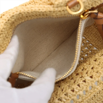 Miu Miu Straws x Leather 2 Way Handbag Beige