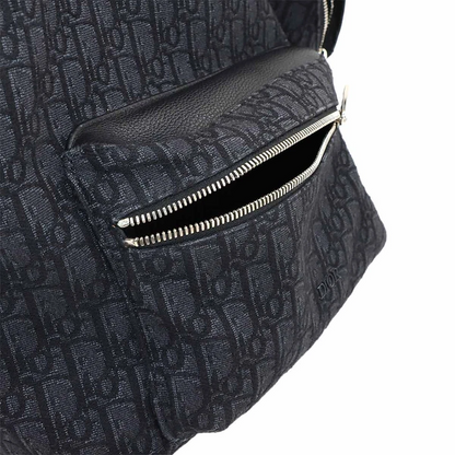 Christian Dior Oblique Rider Backpack in Black Canvas & Leather