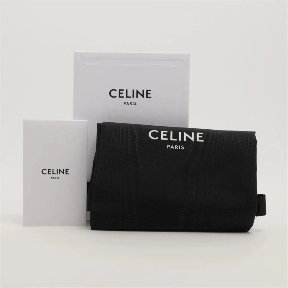 Celine Triomphe Small Flap Wallet Leather Compact Wallet Black