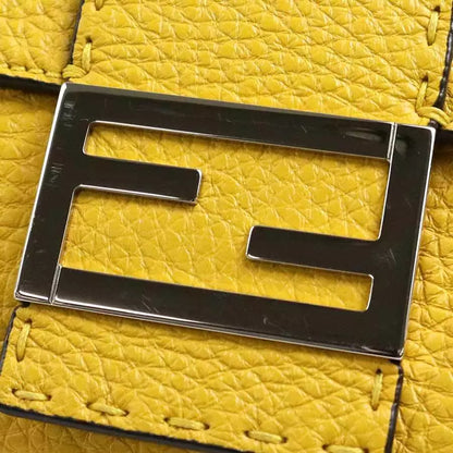 Auth FENDI Selleria Baguette Body Shoulder Bag Yellow Leather