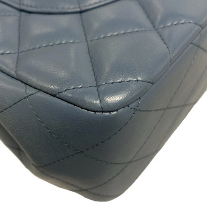 CHANEL Large Matelasse Blue Lambskin Shoulder Bag