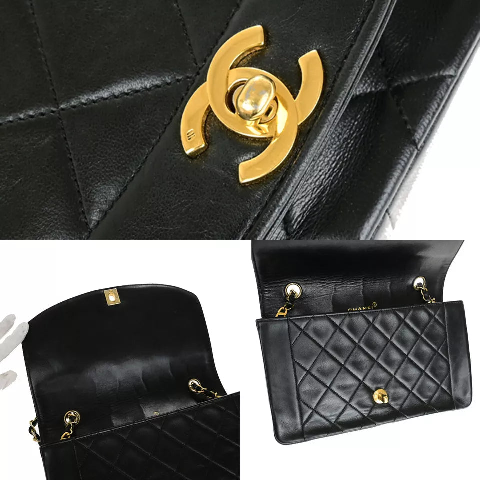 CHANEL CC Diana Matelasse 25 Chain Shoulder Bag – Black Leather