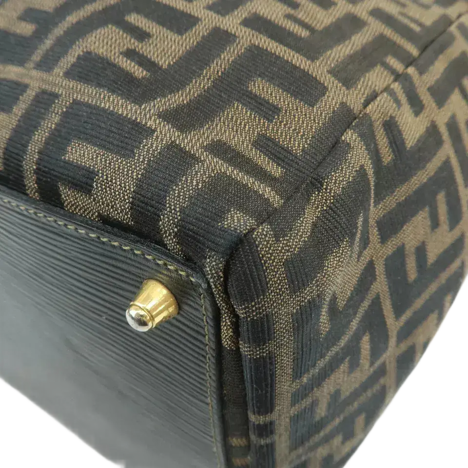 FENDI Zucca Canvas Leather Boston Bag