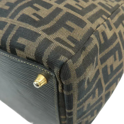 FENDI Zucca Canvas Leather Boston Bag