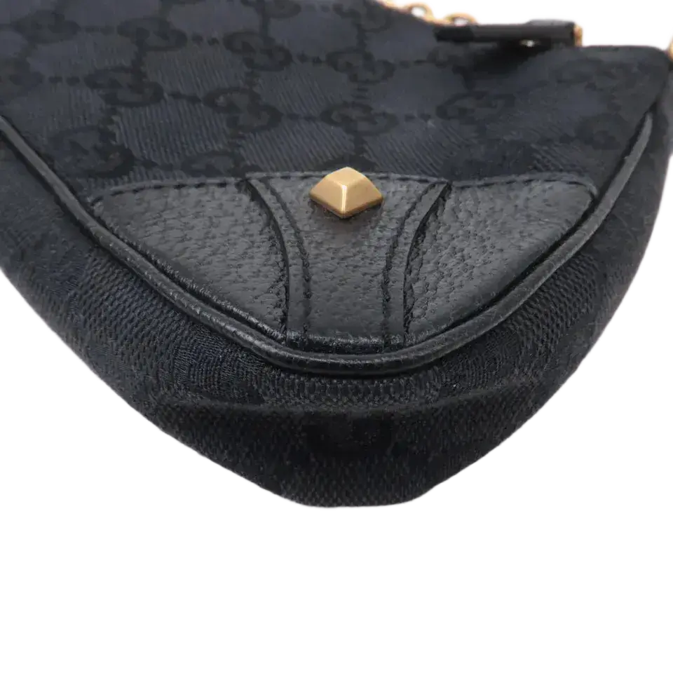 GUCCI Chain Hand Bag Pouch Black GG