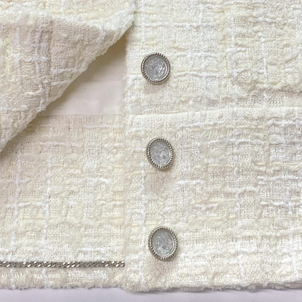 CHANEL Cream White Cotton Polyester Women's Jacket