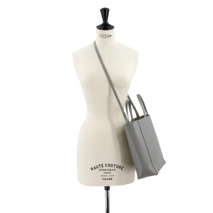 CELINE Small Vertical Cabas 2 way Tote Shoulder Bag Leather Grey