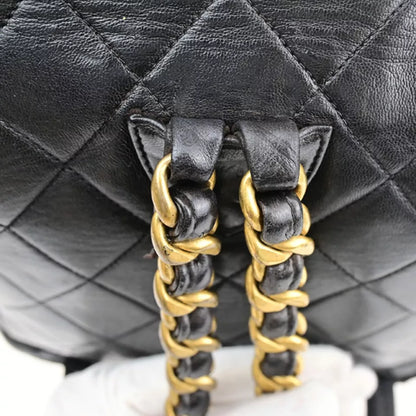 CHANEL CC Logo Matelasse Chain Backpack Bag – Black Leather