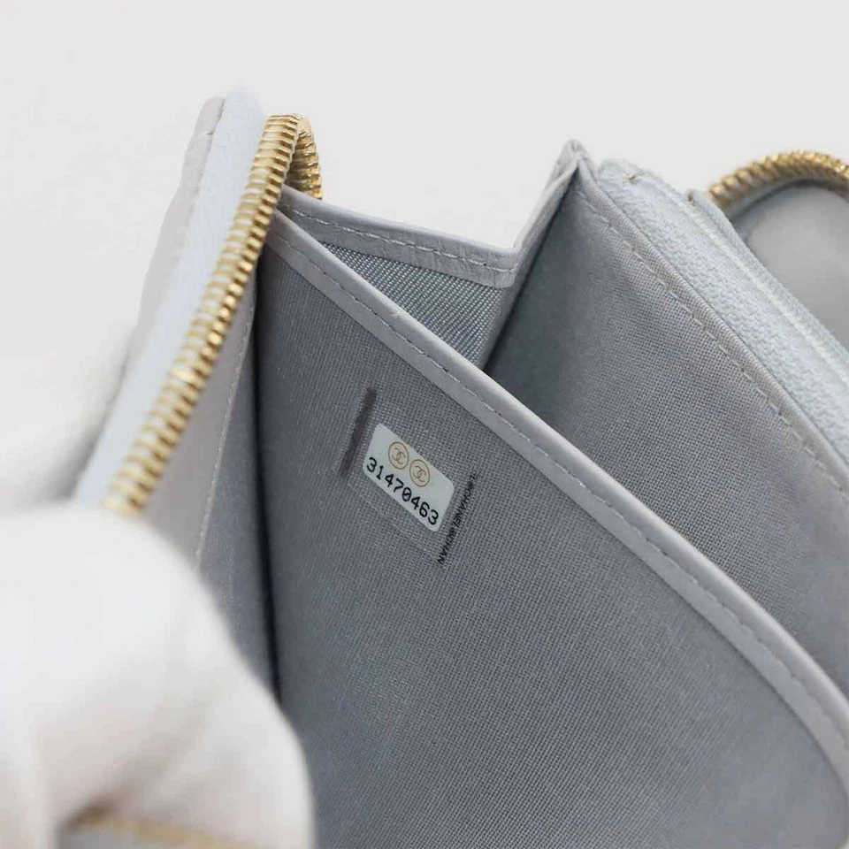 Chanel 19 Zipped Around Long Wallet in Grey Leather