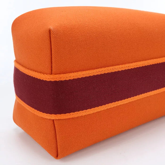 Auth HERMES Brid a Black PM Pouch In Canvas Orange Women