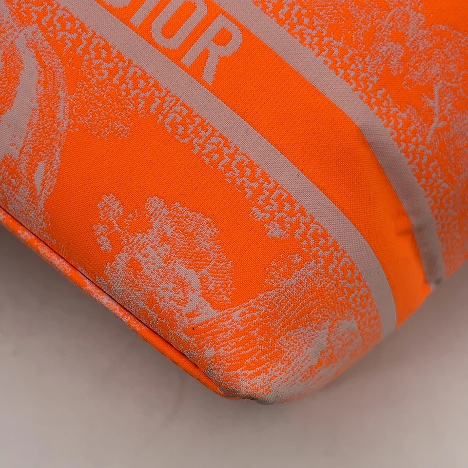 Christian Dior CD Logo Canvas Leather Orange Pouch