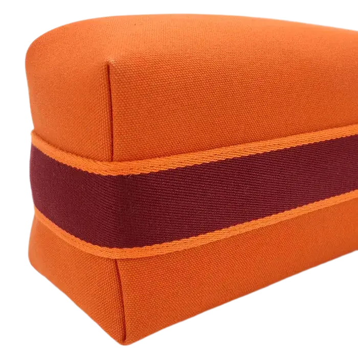 Auth HERMES Brid a Black PM Pouch In Canvas Orange Women