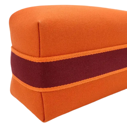 Auth HERMES Brid a Black PM Pouch In Canvas Orange Women