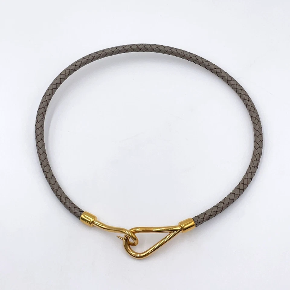 Hermès Double Jumbo SV Bracelet in Silver/Gray Braided Leather