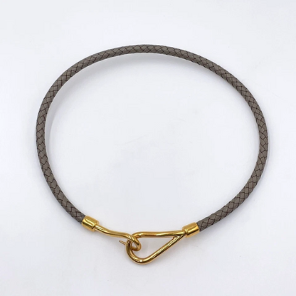 Hermès Double Jumbo SV Bracelet in Silver/Gray Braided Leather
