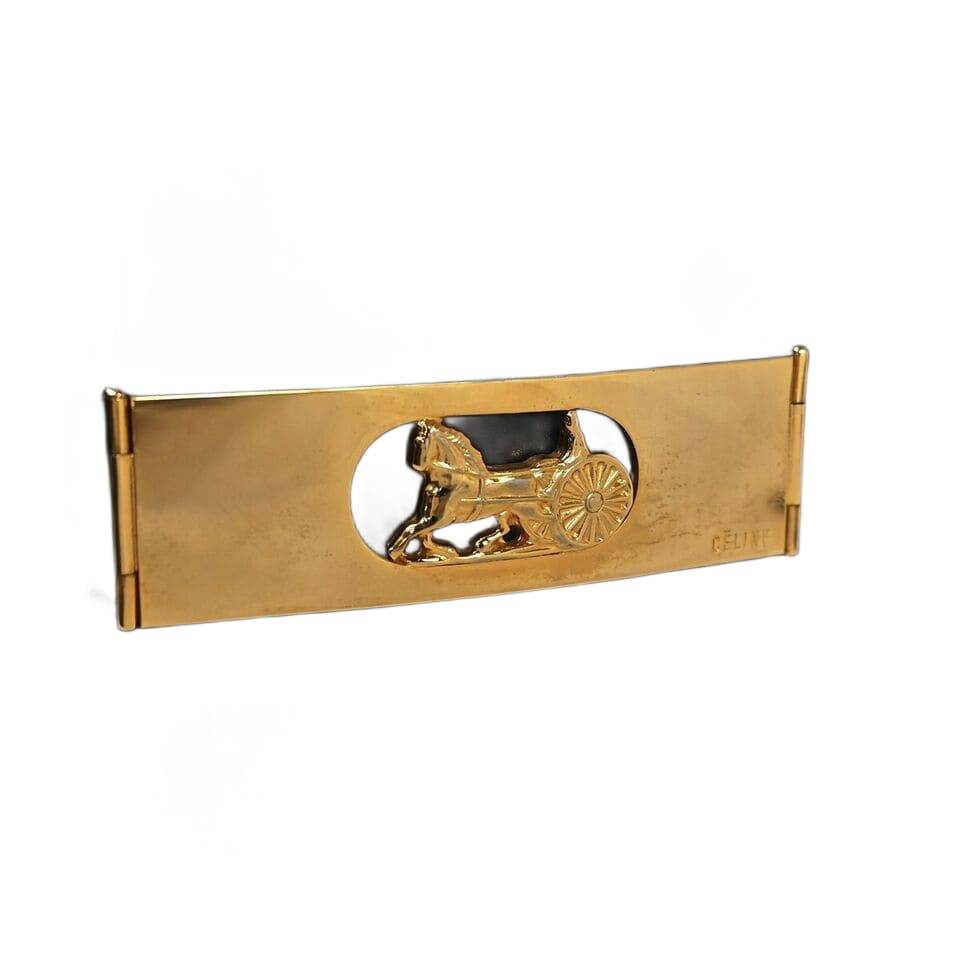 CELINE Horse Carriage Logo Shoulder Bag Leather Brown Gold