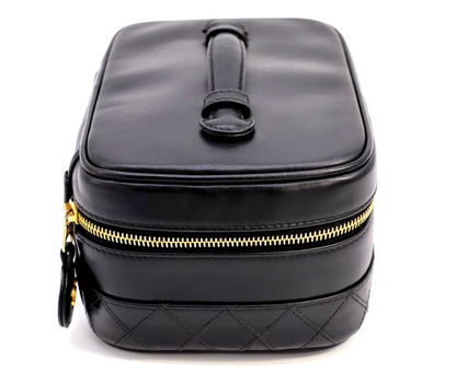 Chanel Matelassé Vanity Bag in Black Leather (Vintage)