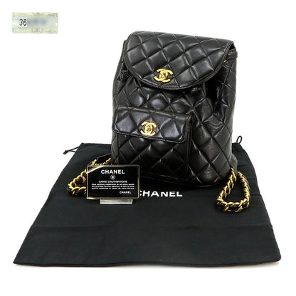 CHANEL Matelasse Chain Backpack Leather Black Duma Purse Vintage