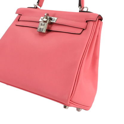 HERMES Kelly 25 2way Hand Shoulder Bag Swift Leather Rose Dete Pink