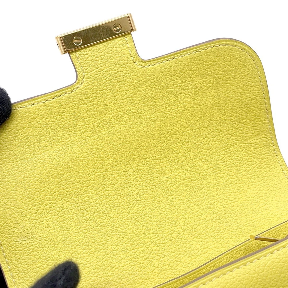 HERMES Constance Compact Evercolor Lime Wallet