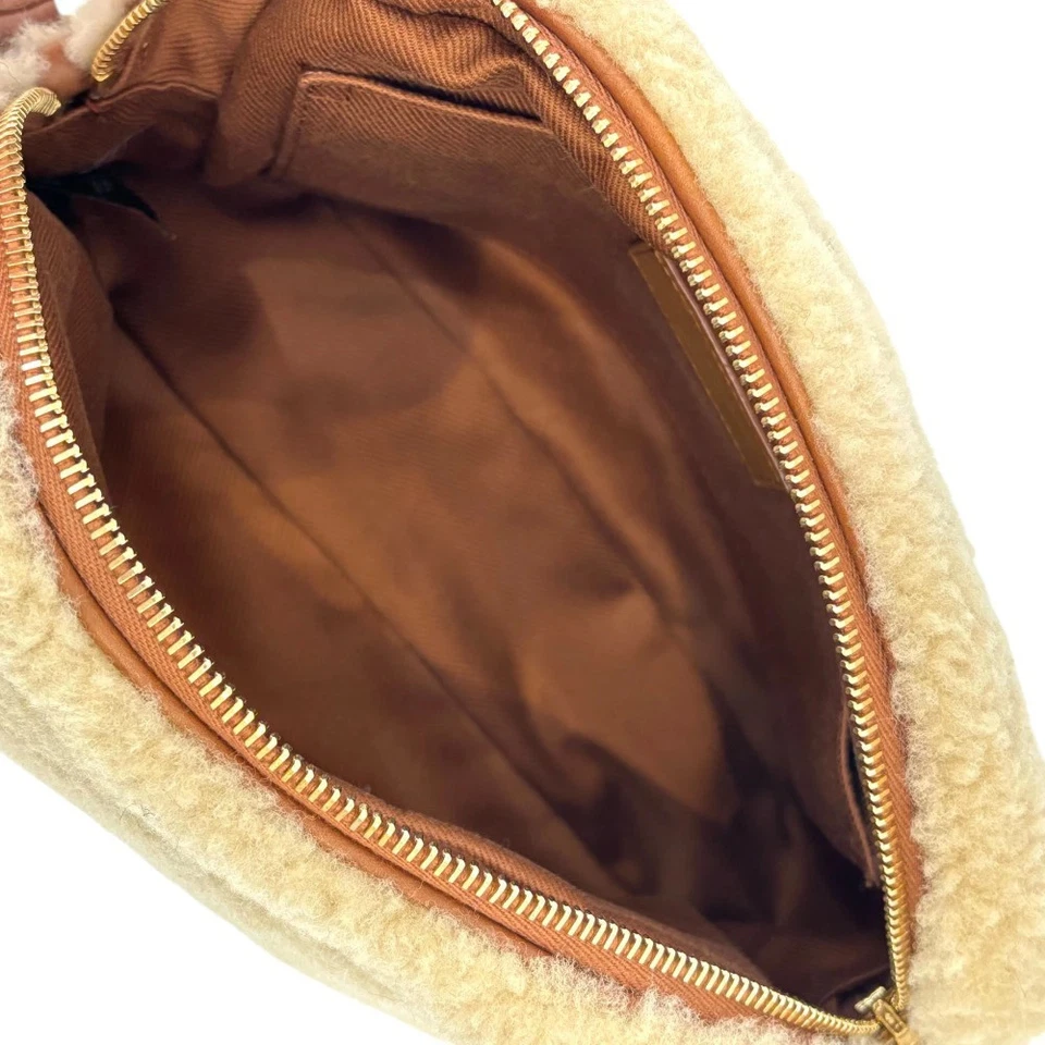 Saint Laurent Paris Lou Camera Bag in Beige Faux Shearling & Leather