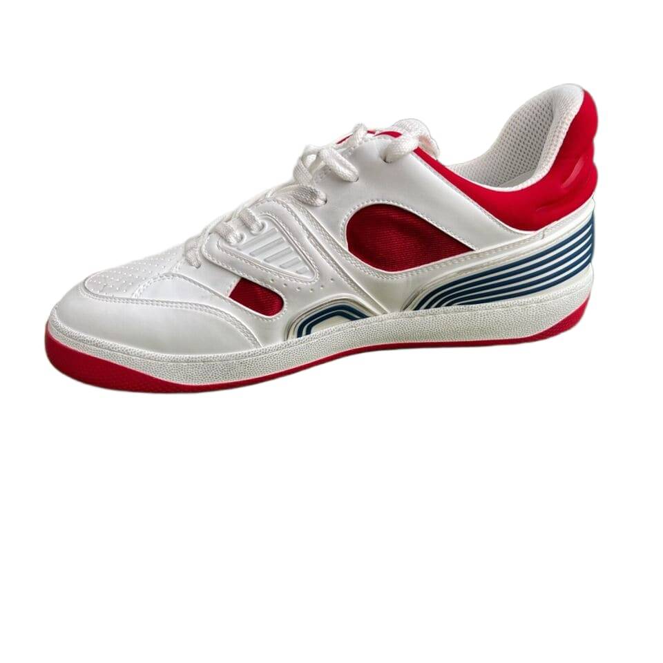 Gucci Men's Basket Sneakers Low Top Lace Up Red White Blue
