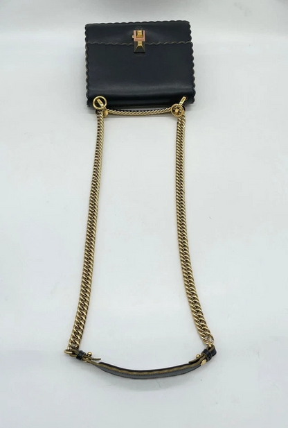 Fendi Black Calf Leather Monstera Shoulder Bag