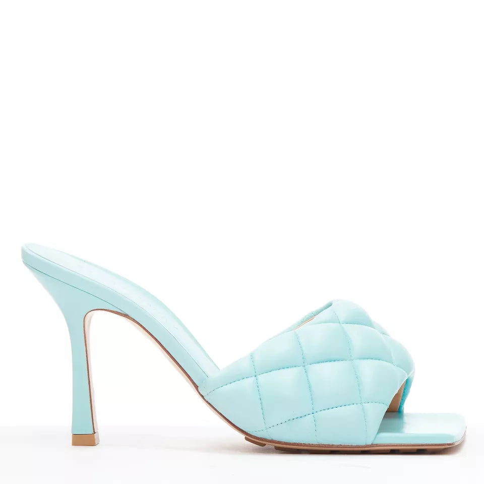 BOTTEGA VENETA Padded Matelasse Square Toe Mule Sandals