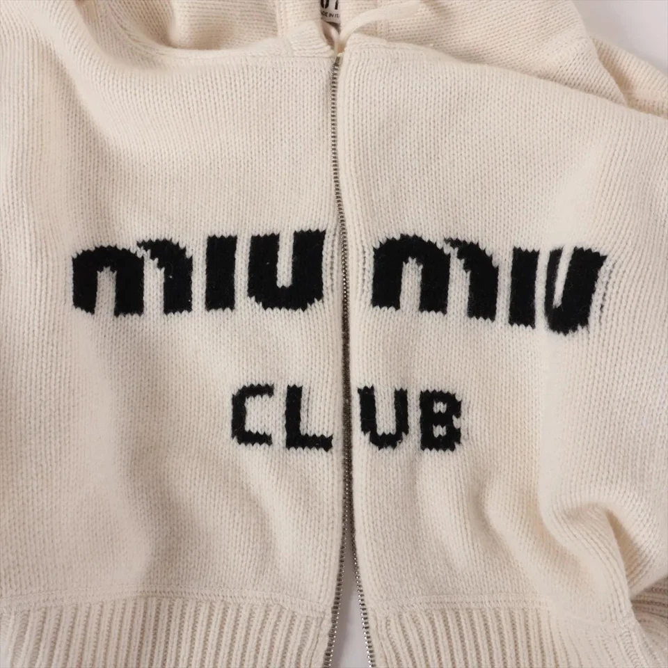 Miu Miu 22 Years Cashmere Hoodie 42 Ladies' Ivory