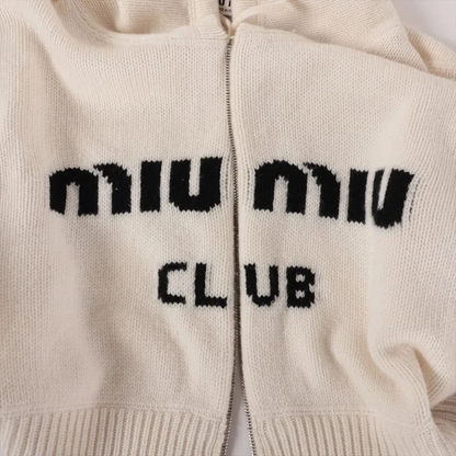 Miu Miu 22 Years Cashmere Hoodie 42 Ladies' Ivory