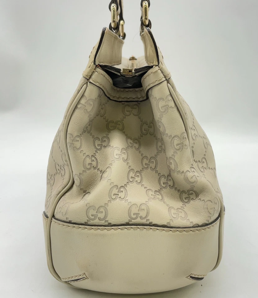 Gucci Guccissima Mayfair Tote Bag in Ivory Leather